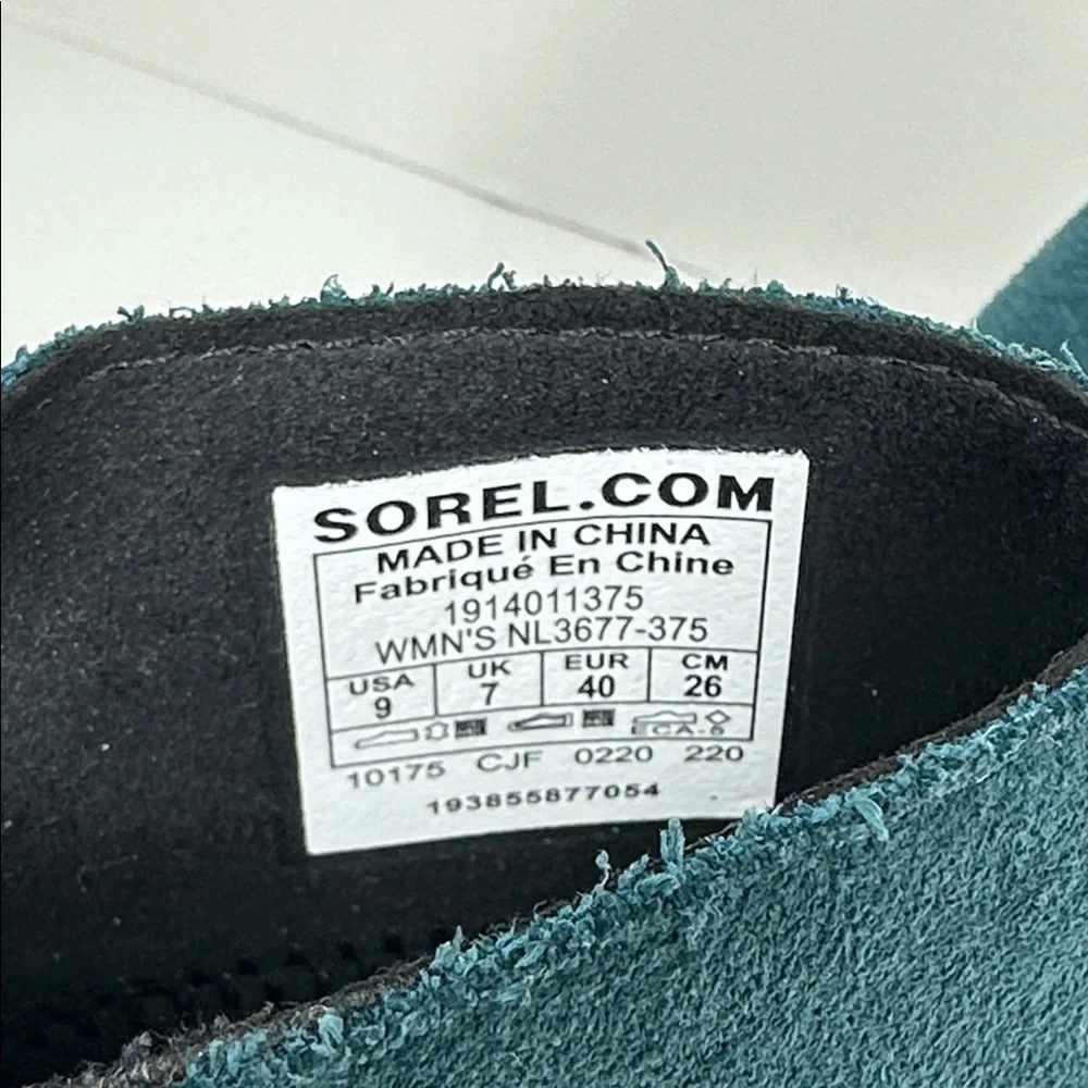 Sorel Joan of Arctic Wedge II Side Zip Boots Blue Suede Women's Size US 9‎ EU 40